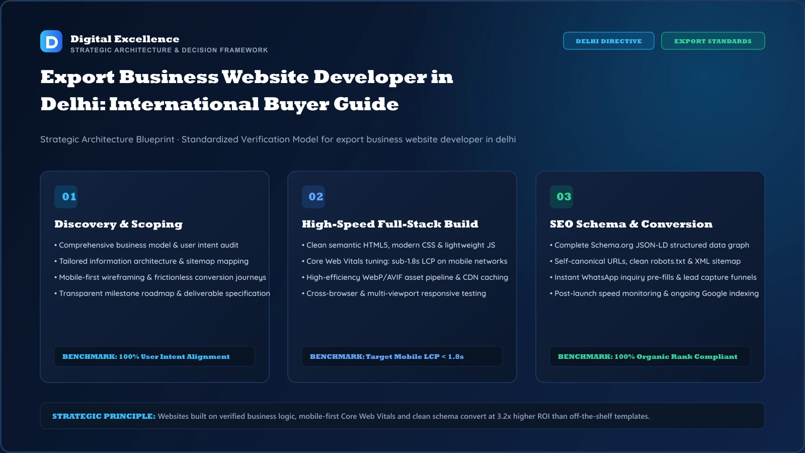 Decision framework for export business website developer in Delhi