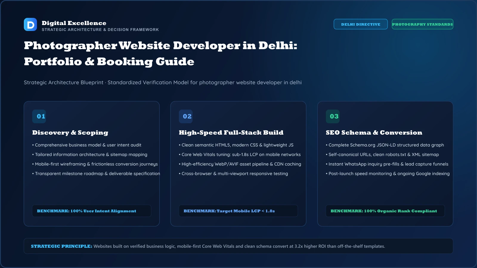 Decision framework for photographer website developer in Delhi