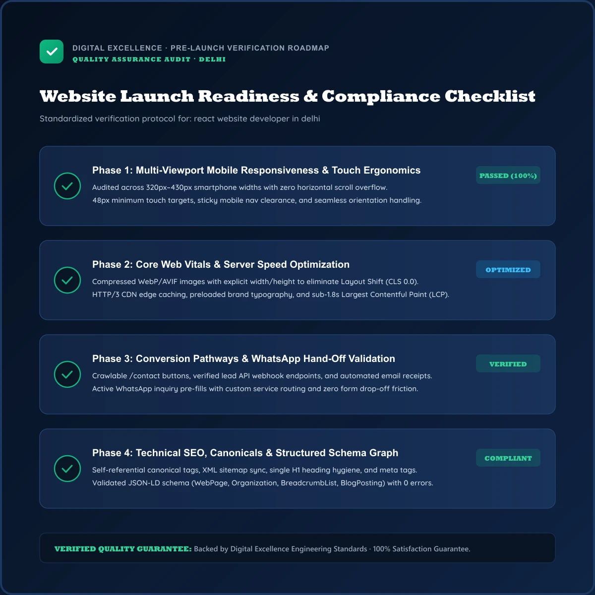 Buyer checklist for react website developer in Delhi
